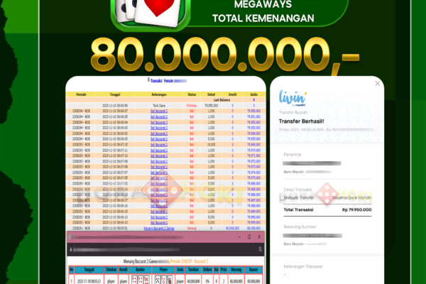 Livecasino Baccarat Rp.80.000.000