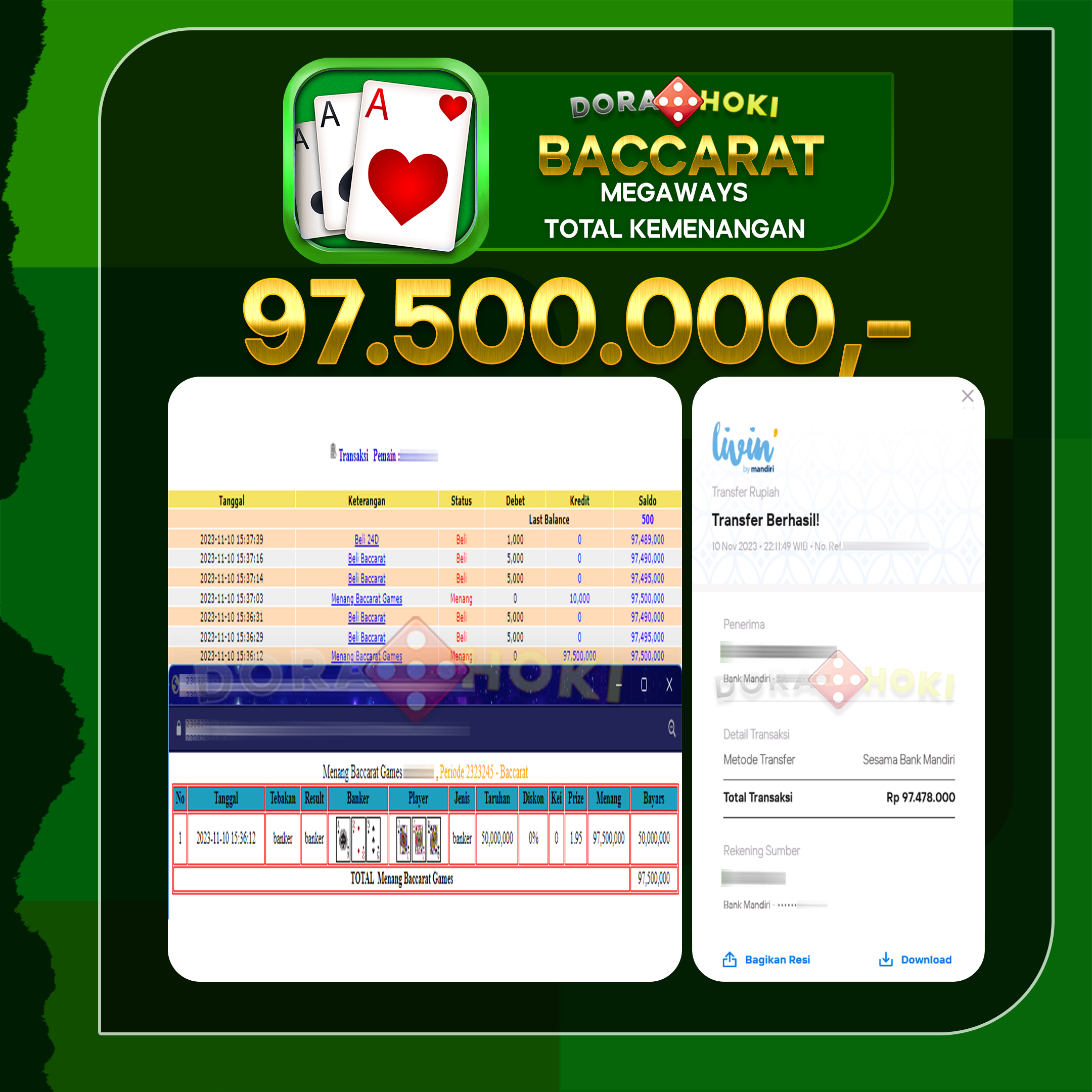 Livecasino Baccarat Rp.97.500.000