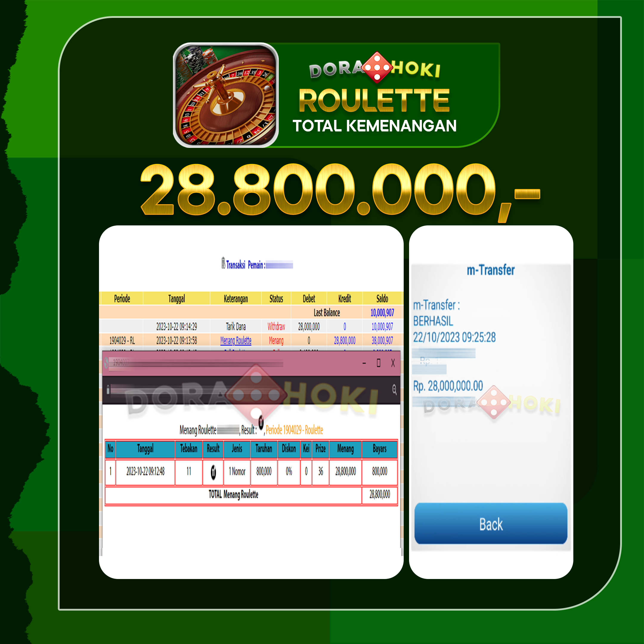 Livecasino Roulette Rp.28.800.000