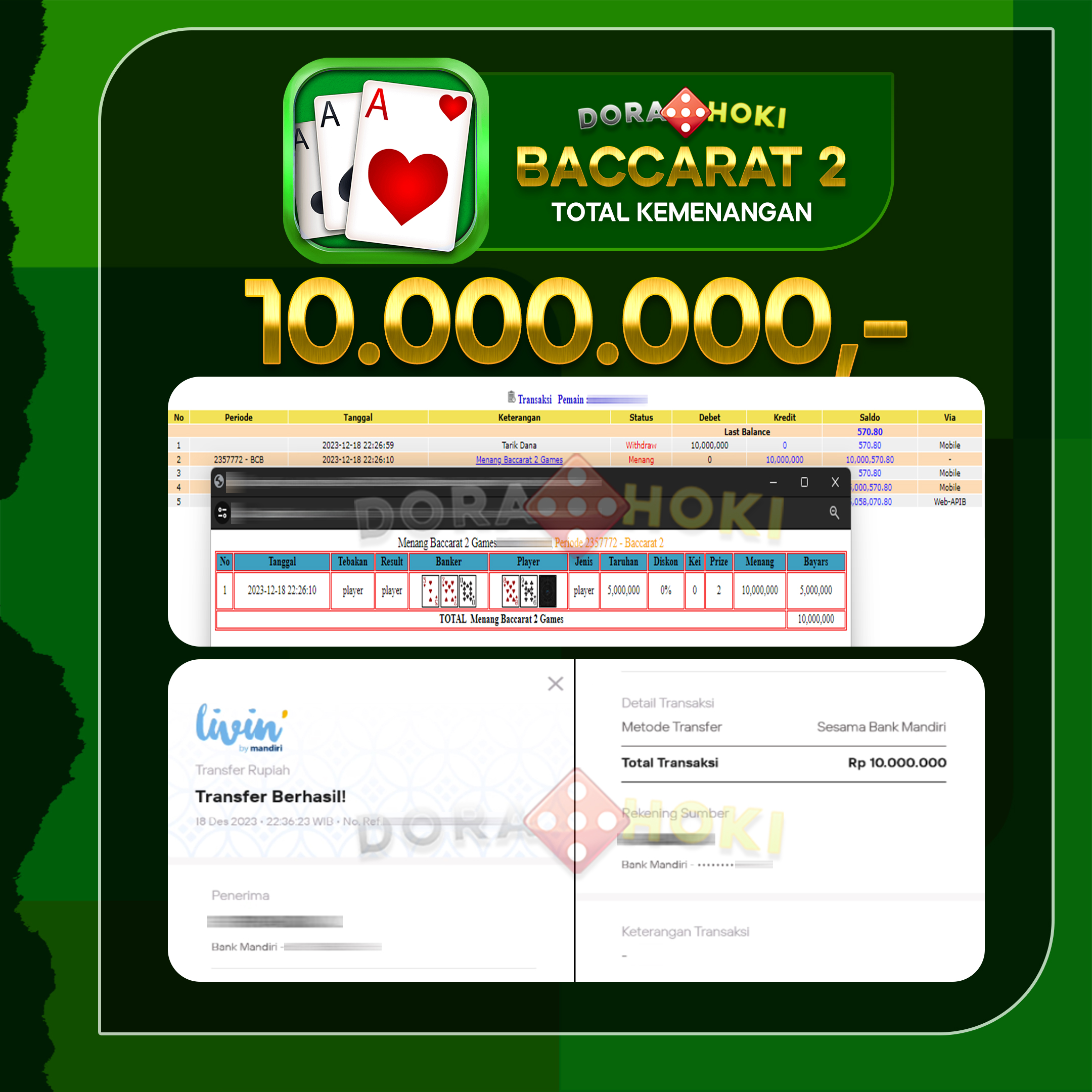 LIVECASINO BACCARAT Rp.10.000.000