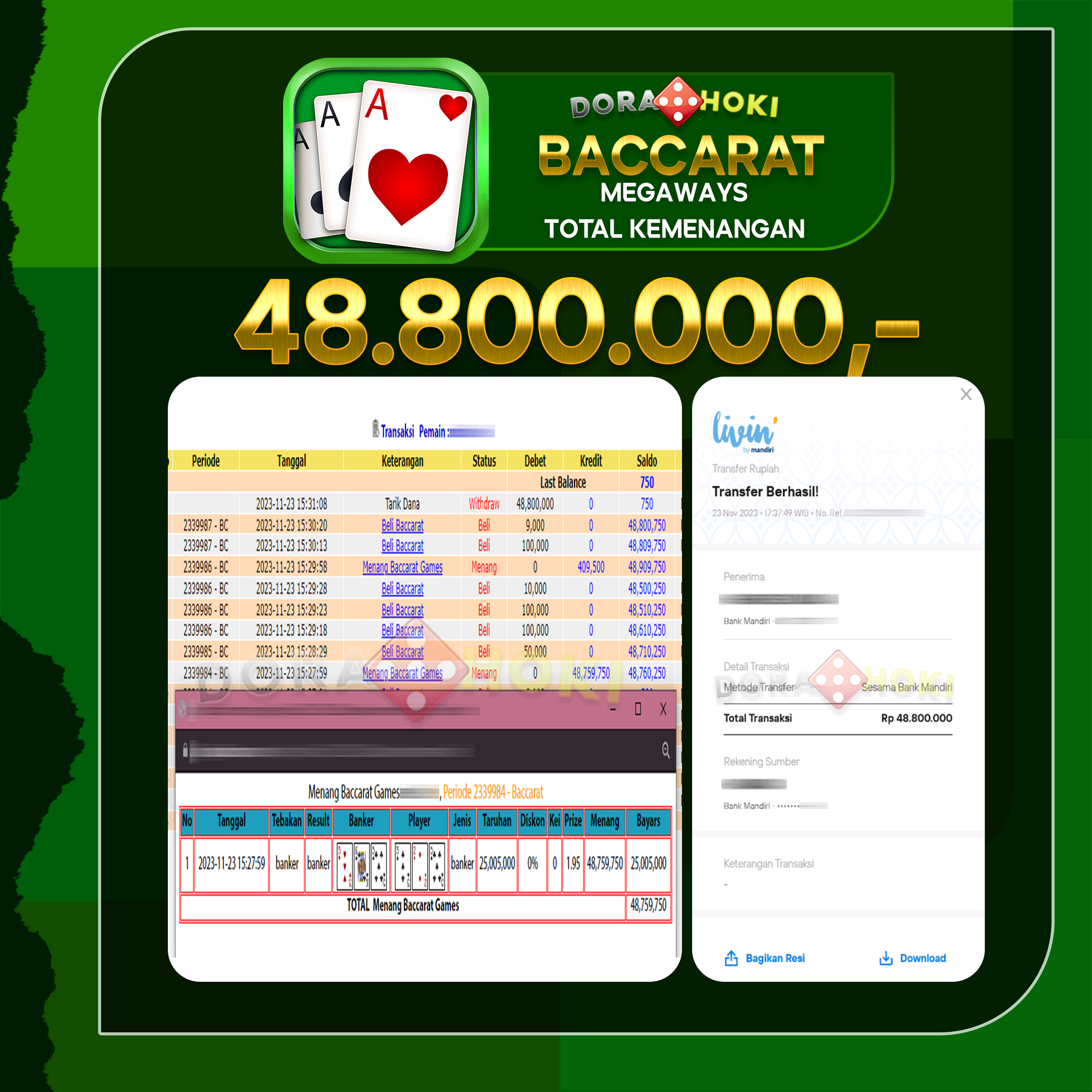 Livecasino Baccarat Rp.48.800.000