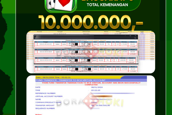 Livecasino Baccarat 3 Rp.10.000.000