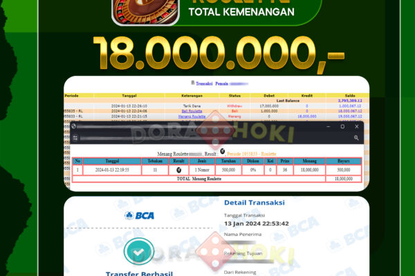 Livecasino Roulette Rp.18.000.000