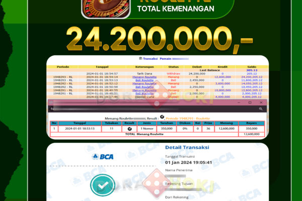 Livecasino Roulette Rp.24.200.000