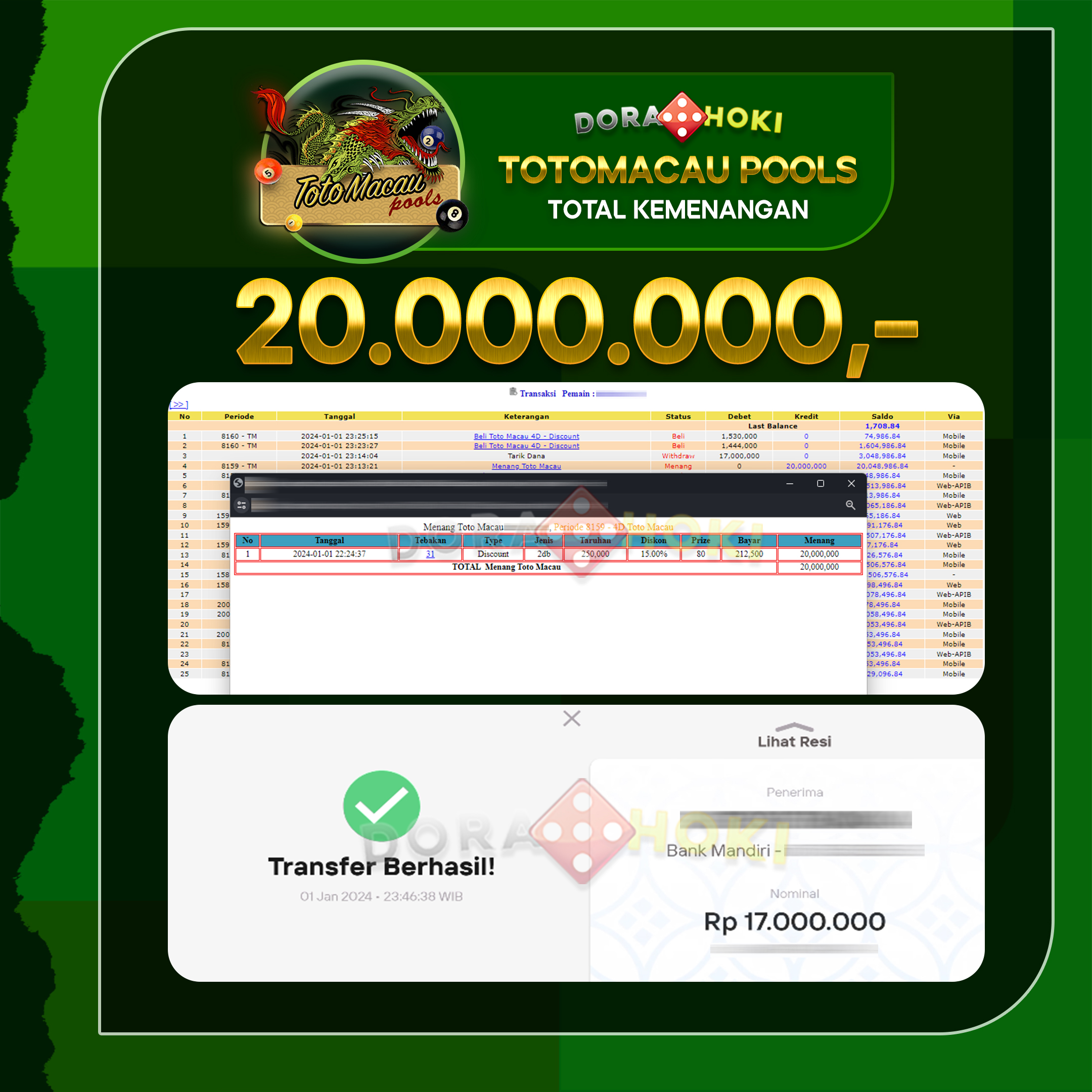 Togel Toto Macau 4D Rp.20.000.000