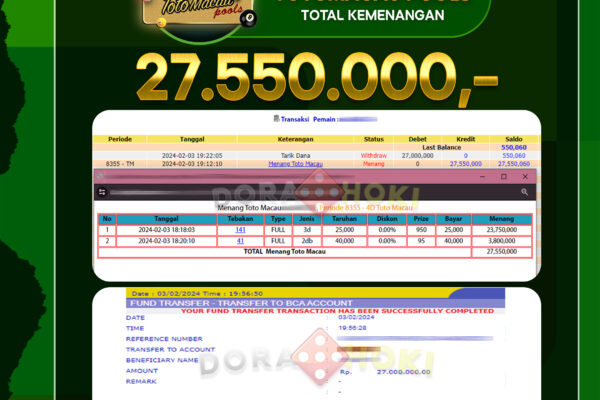 Togel Toto Macau 27.000.000