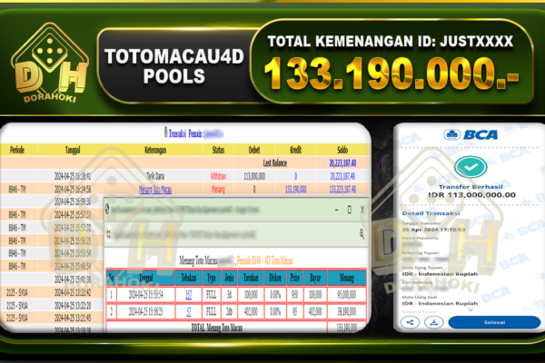 TOTO MACAU 4D 133.190.000