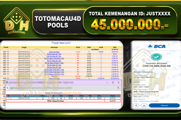 TOTO MACAU 4D 45.000.000