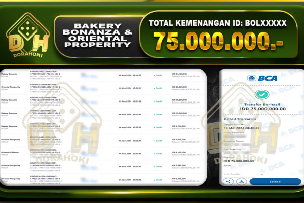 Bakery Bonanza dan oriental properity 75.000.000