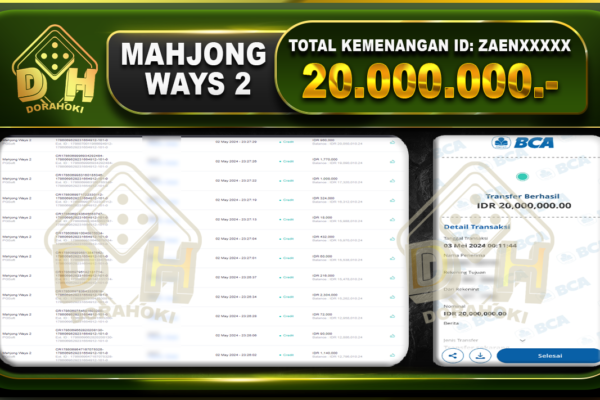 BUKTI JP MAHJONG WAYS2 20.000.000