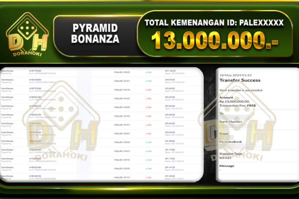 BUKTI JP PYRAMIDA BONANZA 13.000.000