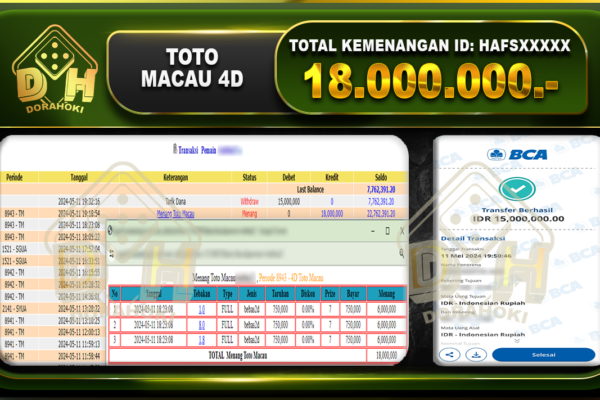 TOTO MACAU 4D 18.000.000