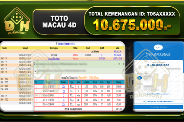 TOTO MACAU 4D 10.675.000