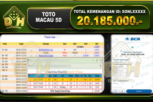 BUKTI JP TOTO MACAU 5D 20.185.000