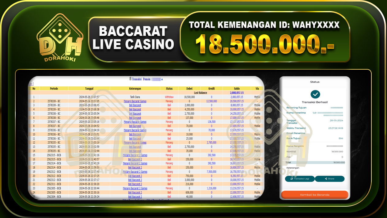 Baccarat 18.500.000