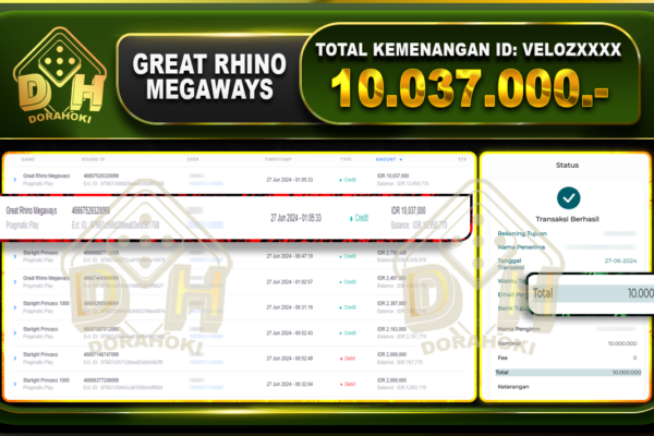 GREAT RHINO MEGAWAYS Rp.10.037.000