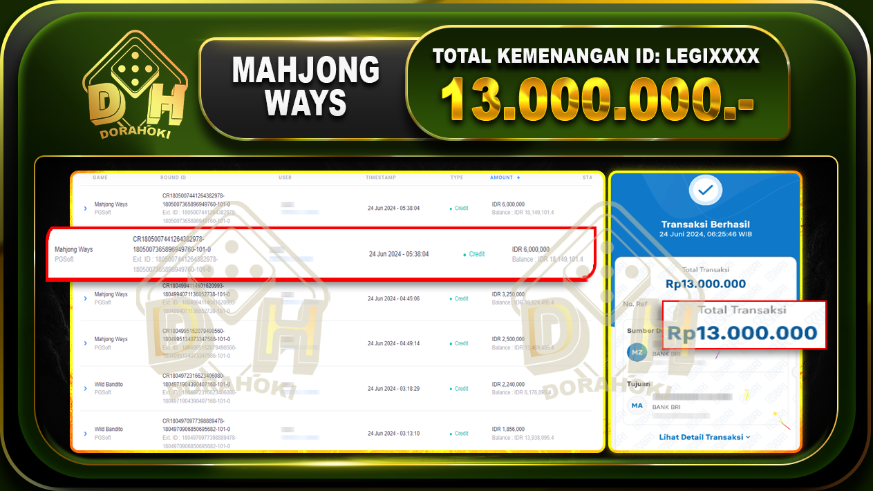 MAHJONG WAYS Rp.13.000.000