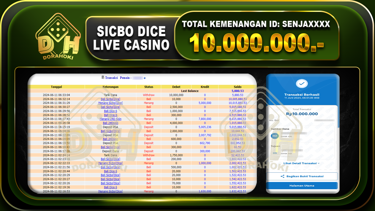 SICBO DICE Rp.10.000.000