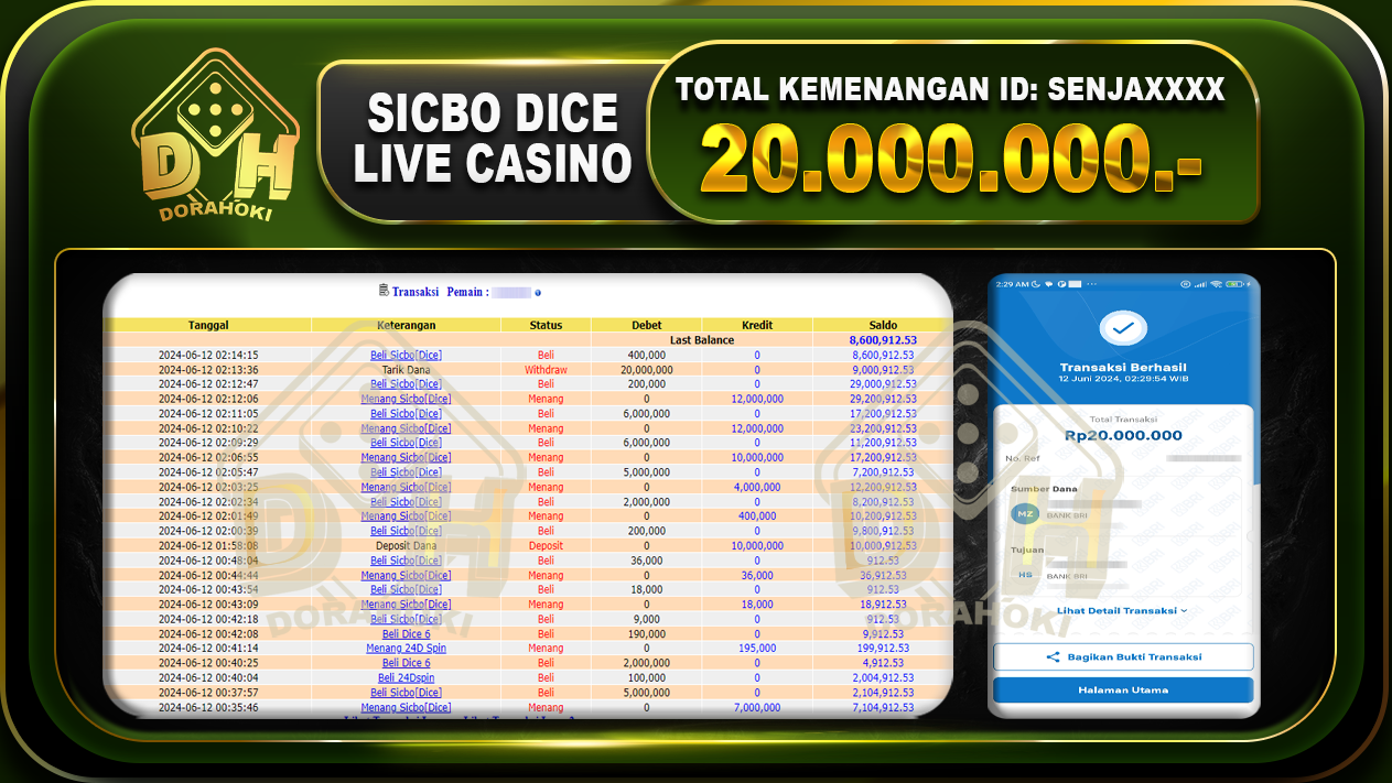 SICBO DICE Rp.20.000.000