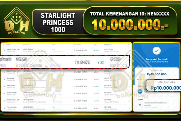 STARLIGHT PRINCESS 1000 Rp.10.000.000