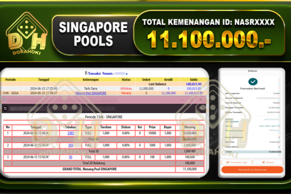 TOGEL SINGAPORE Rp.11.100.000