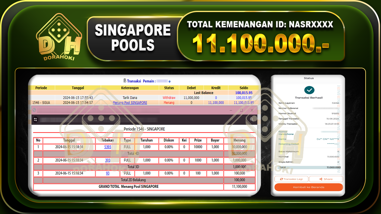 TOGEL SINGAPORE Rp.11.100.000