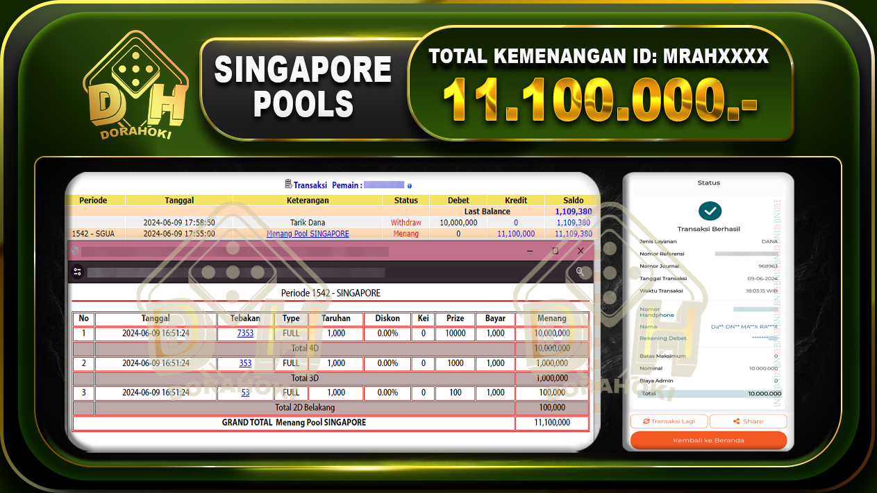 TOGEL SINGAPORE Rp.11.100.000