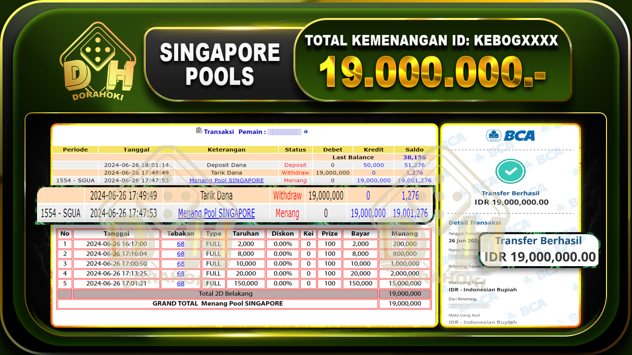 TOGEL SINGAPORE Rp.19.000.000