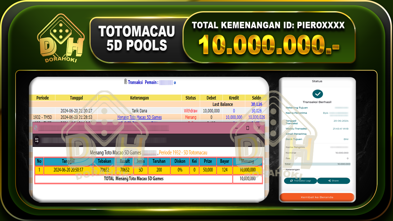 TOGEL TOTOMACAU 5D Rp.10.000.000