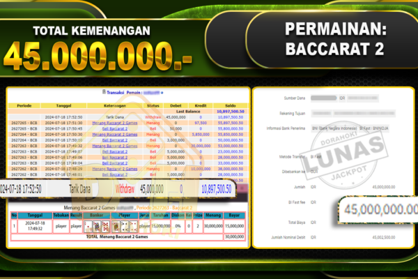 BACCARAT 2 Rp.45.000.000