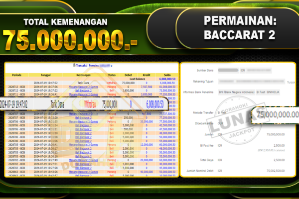 BACCARAT 2 Rp.75.000.000