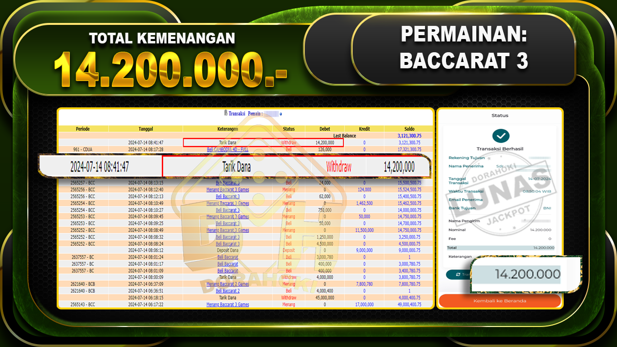 BACCARAT 3 Rp.14.200.000