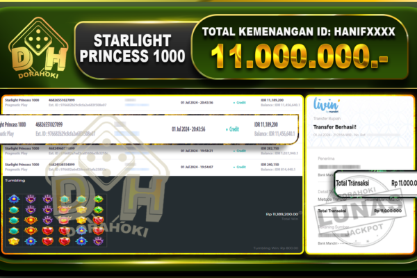 STARLIGHT PRINCESS 1000 Rp.11.000.000