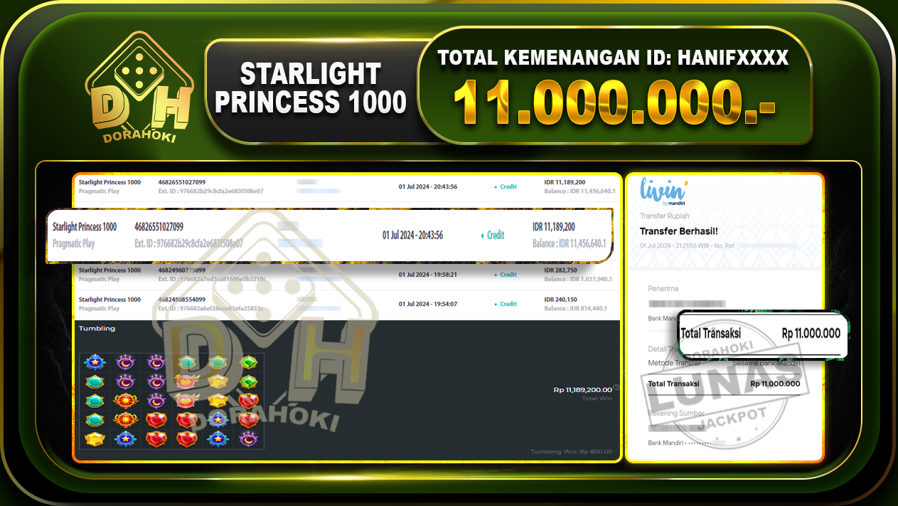 STARLIGHT PRINCESS 1000 Rp.11.000.000