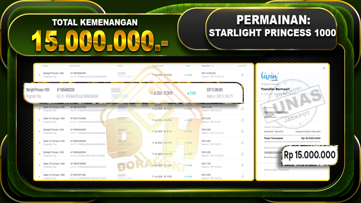 STARLIGHT PRINCESS 1000 Rp.15.000.000