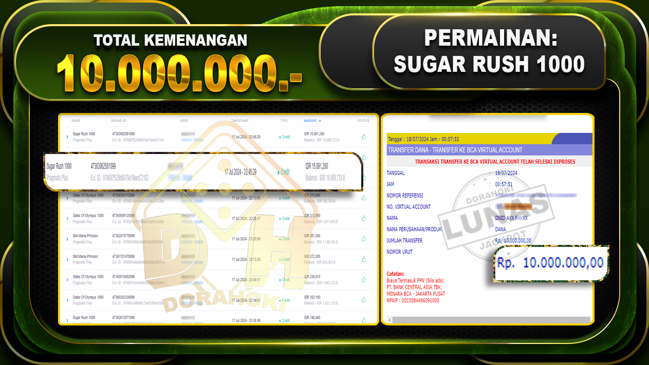 SUGAR RUSH 1000 Rp.10.000.000