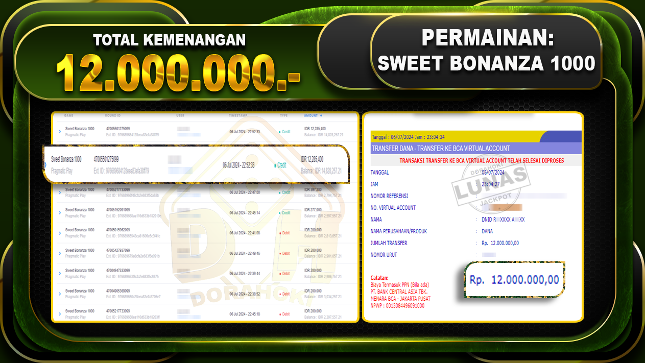 SWEET BONANZA 1000 Rp.12.000.000