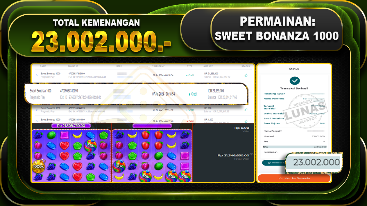 SWEET BONANZA 1000 Rp.23.002.000