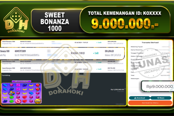 SWEET BONANZA 1000 Rp.9.000.000