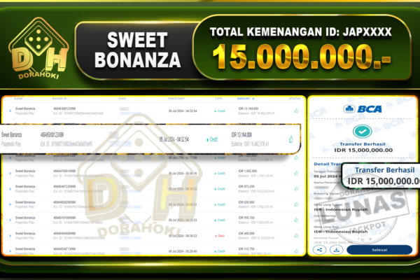 SWEET BONANZA Rp.15.000.000