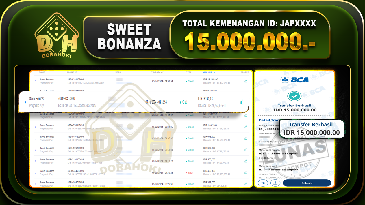 SWEET BONANZA Rp.15.000.000