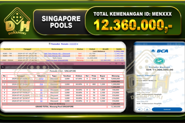 TOGEL SINGAPORE Rp.12.360.000,-