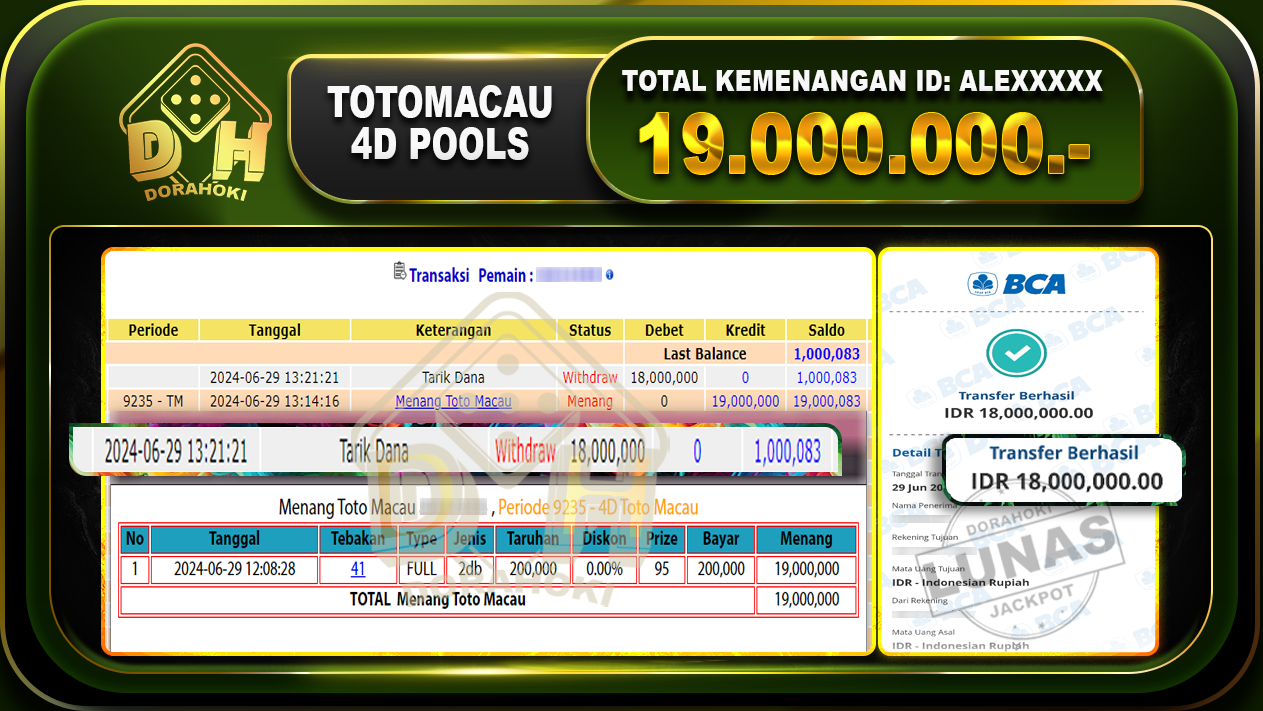 TOGEL TOTOMACAU 4D Rp.19.000.000