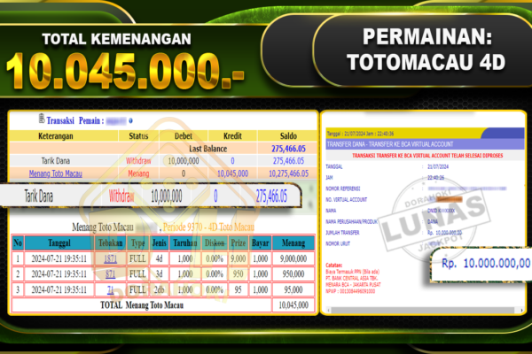 TOTOMACAU 4D Rp.10.045.000