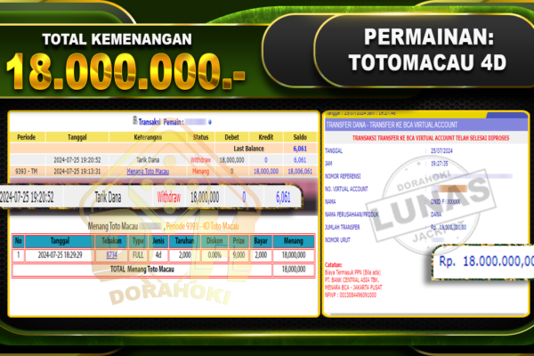 TOTOMACAU 4D Rp.18.000.000