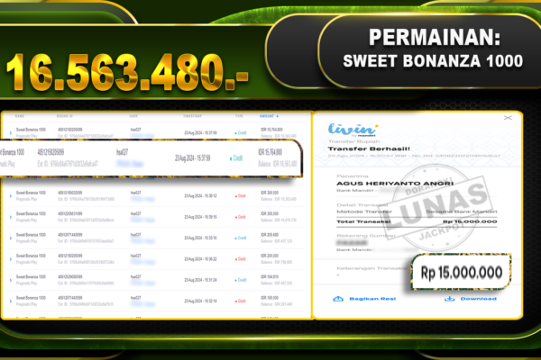 Sweet Bonanza 1000 Rp 16.563.480