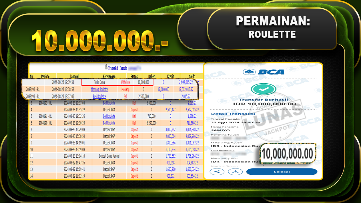 Roulette Rp 10.000.000