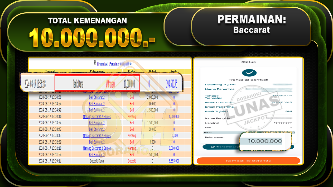 Baccarat Rp 10.000.000