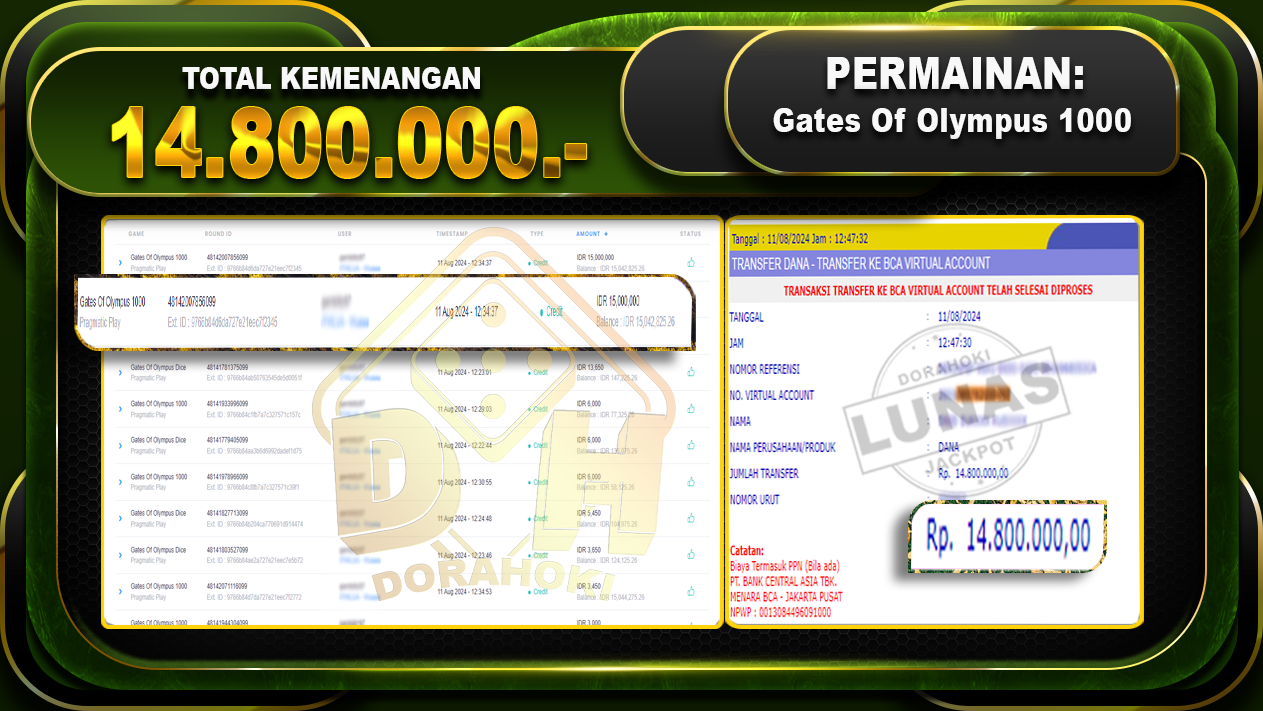 Gates Of Olympus 1000 Rp 14.800.000