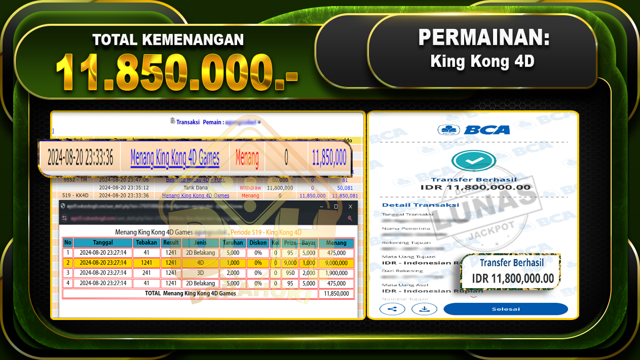 King Kong 4D TOGEL Rp11.850.000